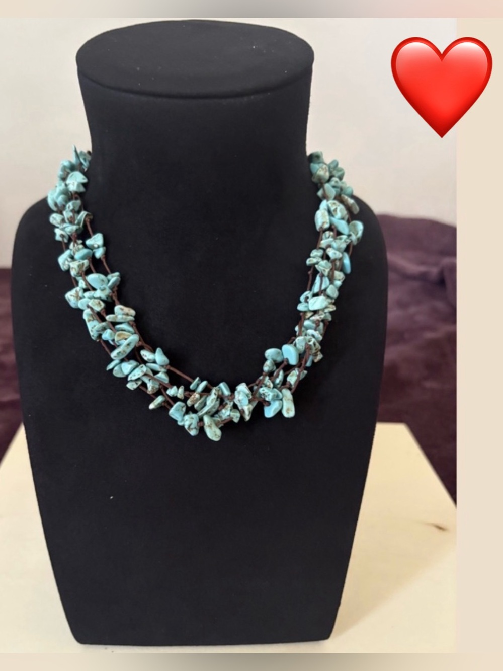 Triple Strand Turquoise Bead Necklace